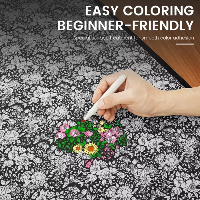 Couverture à colorier soi-même avec 24 marqueurs colorés