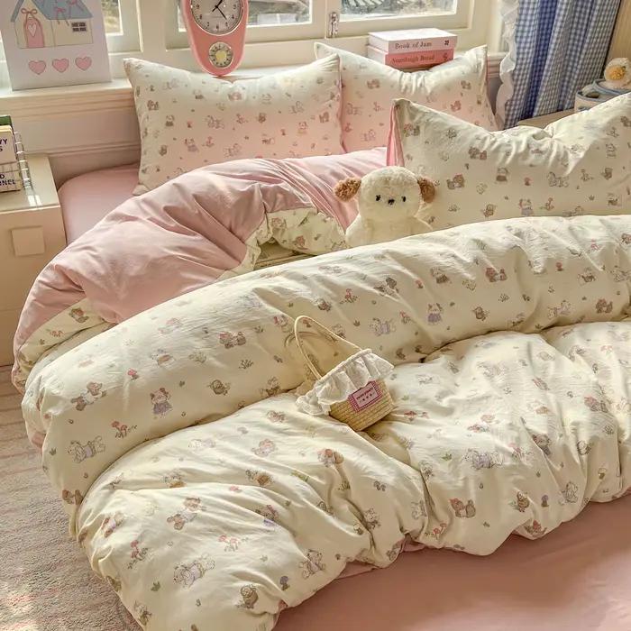 Ensemble de housse de couette ultra-douce et respirante 3 pièces, ensemble de literie en microfibre lavée, réversible, résistant aux plis, pour toutes les saisons