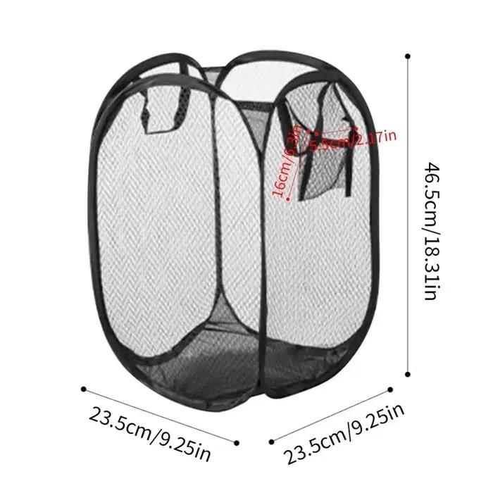 Panier à linge portable en maille, ouverture large, respirant, pliable, gain de place, pour dortoir, voyage, articles de salle de bain