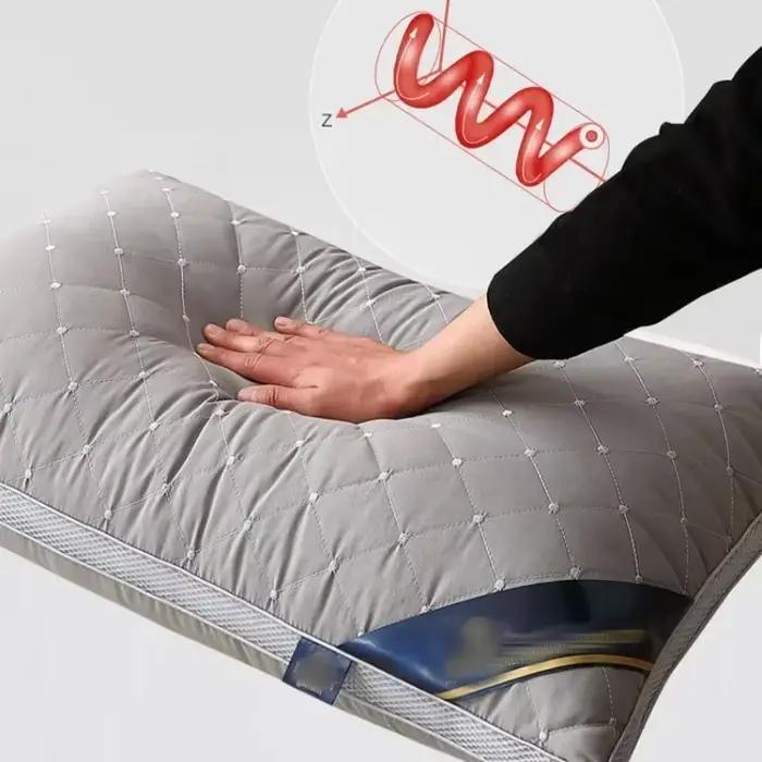 Oreiller cervical ergonomique à haute élasticité pour un sommeil réparateur, avec noyau intérieur ferme, idéal pour étudiants, usage domestique, dortoirs et hôtels