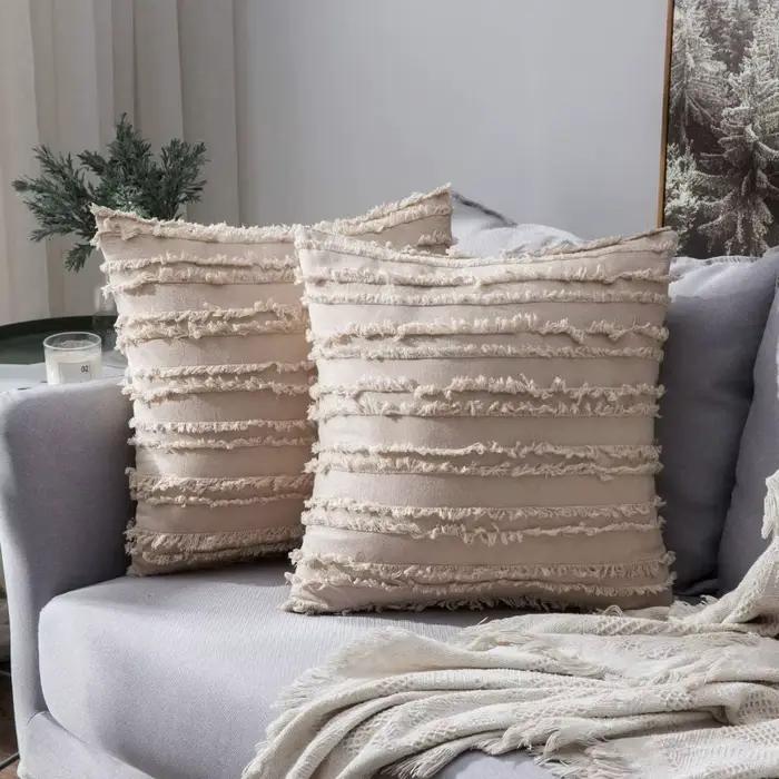 Housses de coussin beiges 30x50cm 45x45cm