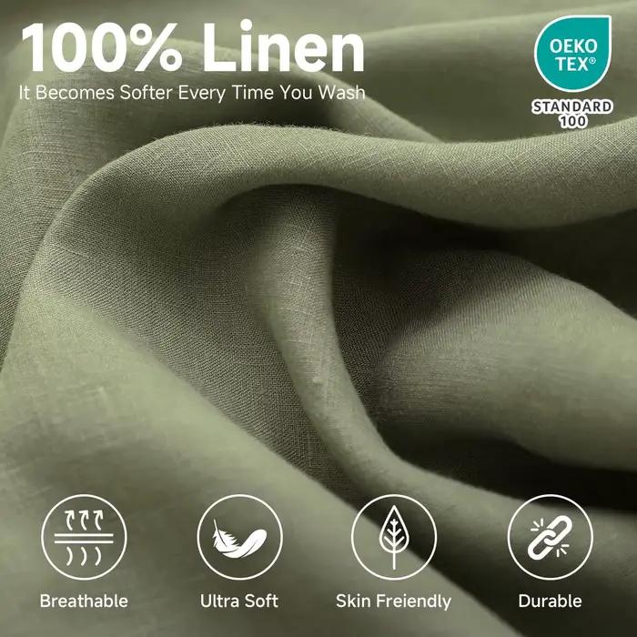 Drap-housse Queen 100% lin (1 pièce)