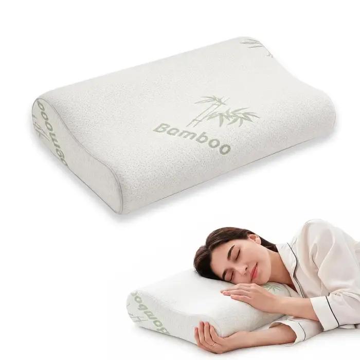 Oreiller de lit en rayonne dérivée du bambou, oreiller en mousse à mémoire de forme, oreiller de sommeil, oreiller orthopédique profilé, soutien doux pour le cou, oreiller respirant