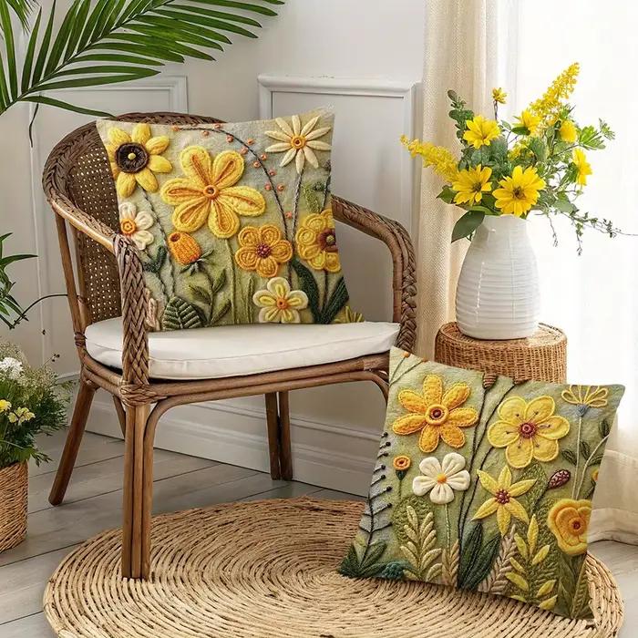 Taies d'oreiller jaunes à motifs floraux: adornez votre espace avec la beauté de la Nature, housse de coussin de canapé, décoration de chambre à coucher