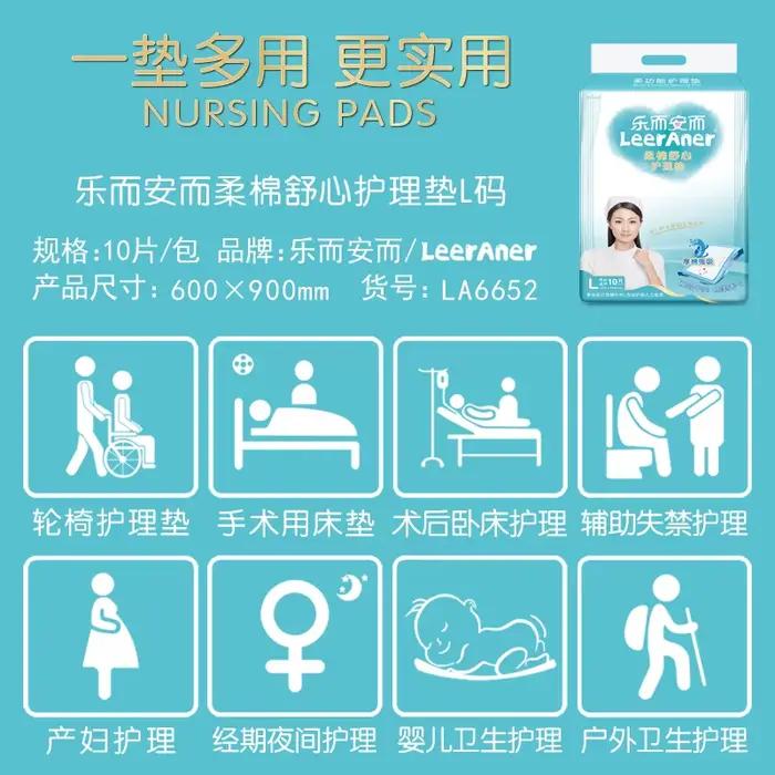 Leeraner 10 pièces de coussinets absorbants jetables pour lit, 60x90cm, épais et absorbants, pour personnes âgées et maternité