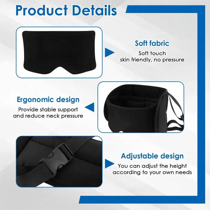 Oreiller de voyage 2 en 1, appui-tête confortable en coton avec masque pour les yeux et sac de rangement 360 °   Oreiller d'avion de soutien pour voyager