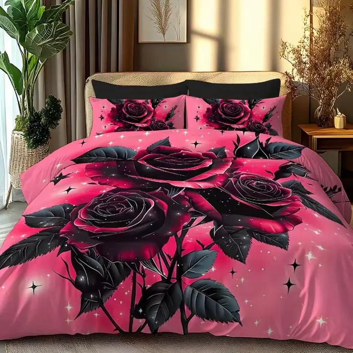 Parure de lit Rose, housse de couette imprimée en 3D