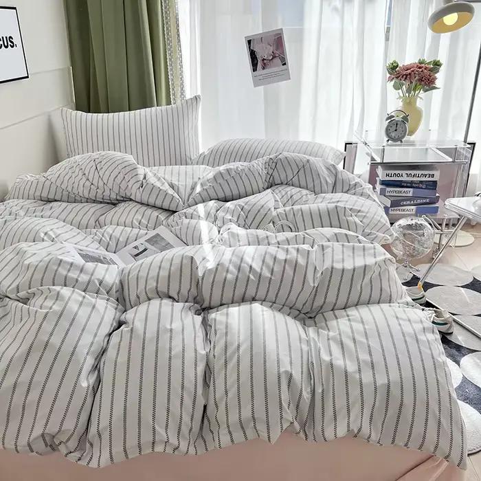Housse de couette à rayures 150x200, housse de couette de Style Simple, taille Queen, linge de lit doux pour la peau (sans taie d'oreiller