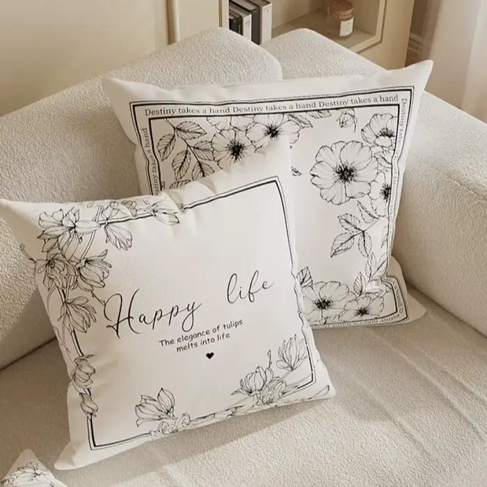 Housse de coussin imprimée Double face noir et blanc