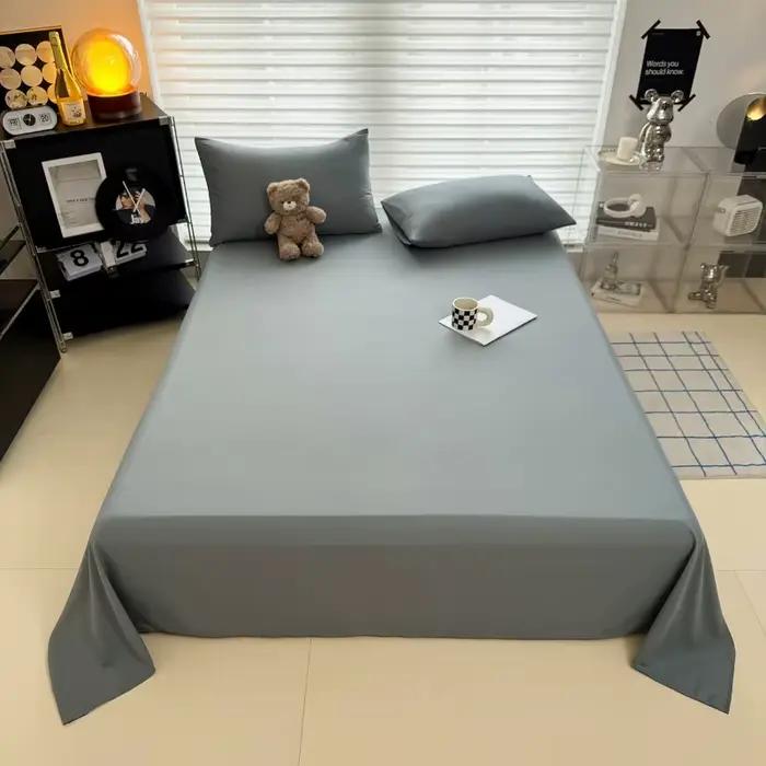 1 drap plat doux uni pour lit simple, double, king, queen, couple