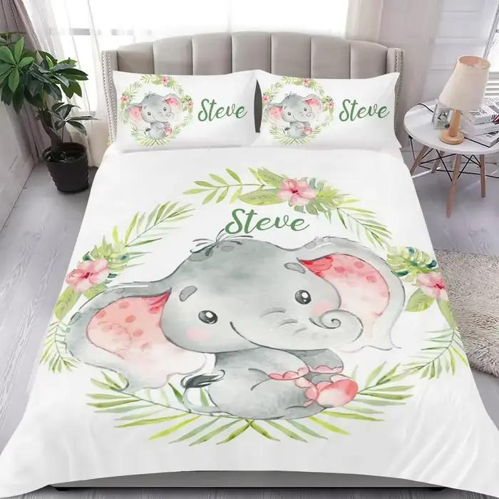 Ensemble de literie de couverture de nom personnalisé pour enfants, animaux de dessin animé, Nairobi, Orn, Twin, Full, Queen, King, filles, garçons, anniversaire, cadeaux de mariage, athlon