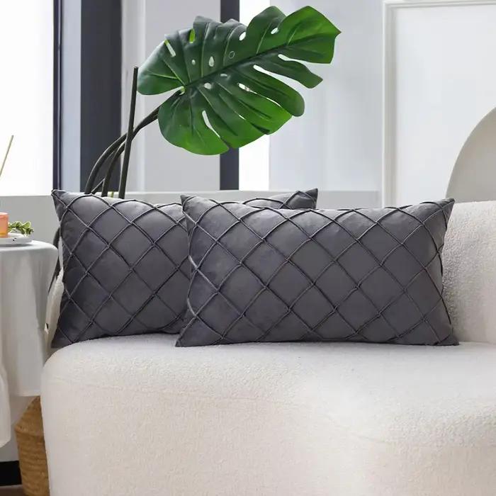 Juste de coussin en velours doux gris, taie d'oreiller pour canapé, salon, chambre à coucher, décoration d'intérieur, style nordique, 30x50