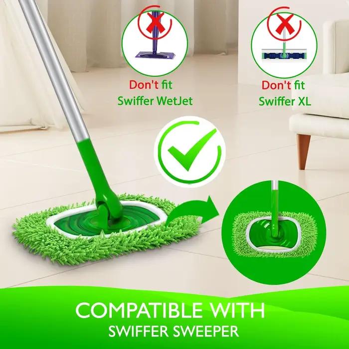 Paquet de 2 chiffons de balayage sec réutilisables tampons de vadrouille humide en microfibre compatibles avec le remplacement de vadrouille de balayeuse Swiffer