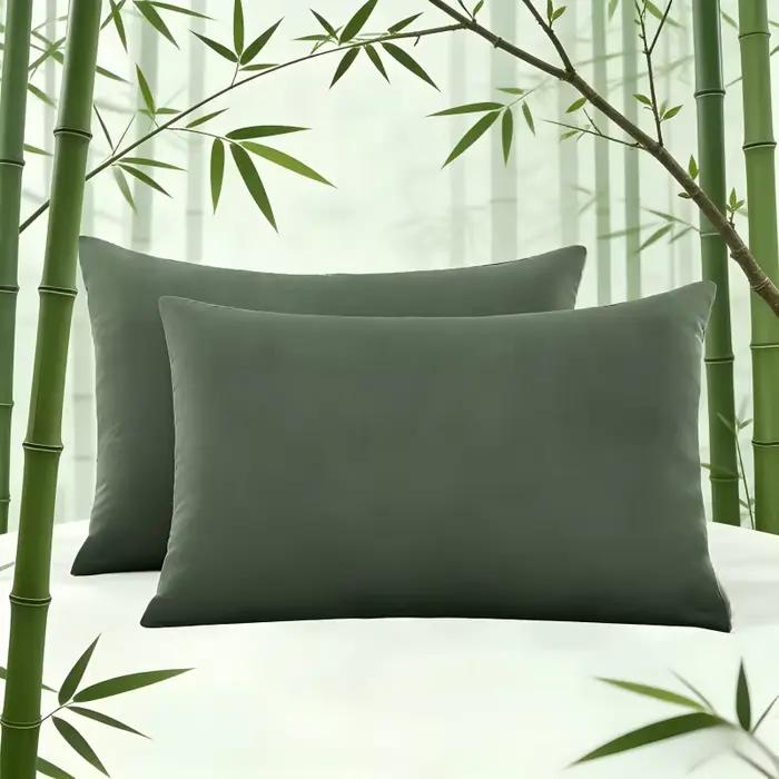Taie d'oreiller en fibre de bambou de haute qualité, housse de coussin unie, draps de lit, taie d'oreiller 40x60 50x75 50x90, housse de coussin pour dormir