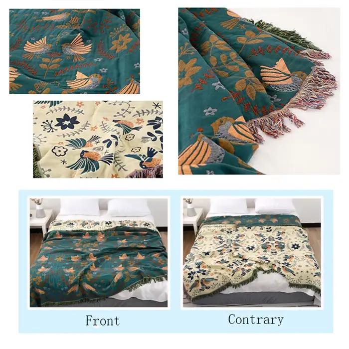 Couverture à carreaux décoratifs en coton Style Boho