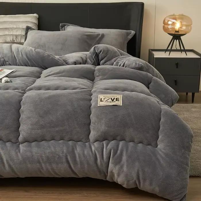 Nouveau lait velours soja couette gris hiver garder au chaud