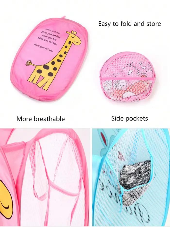 1 panier à linge pliable, panier de rangement de grande capacité de dessin animé mignon pour usage domestique, vêtements de salle de bain, panier de jouets pour chambre de bébé