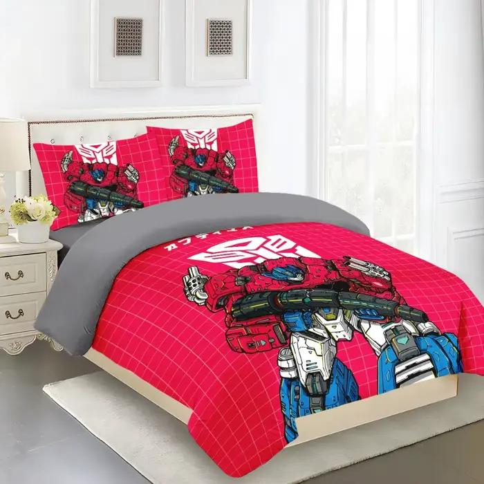 Thème Transformers, ensembles de literie en microfibre, housse de couette pour enfants avec fermeture éclair, décor de chambre pour adolescents et adultes, housse de couette 3 pièces