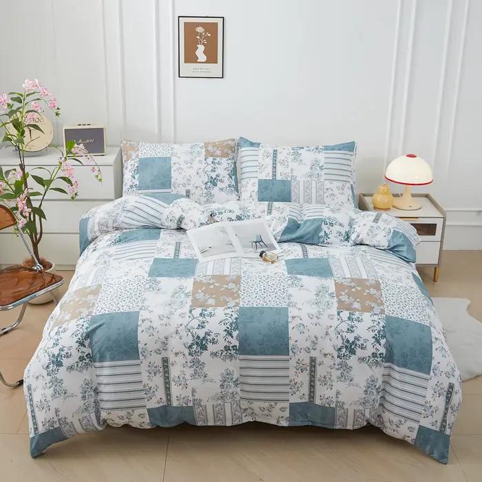 Parure de lit à fleurs bleues, ensemble de housse de couette imprimée en 3D, doux, simple, double, décoration de maison, ensemble de housse de couette, cadeau d'anniversaire mignon pour filles