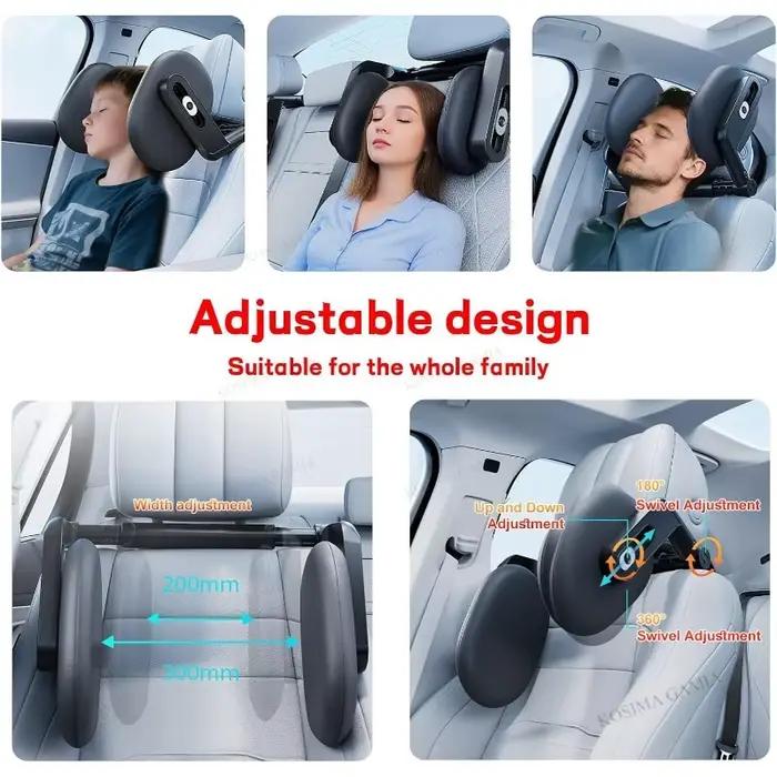 Coussin de protection pour le cou, en mousse à mémoire de forme 3D épaissie, appui-tête de voiture, soutien du cou, réglage libre pour enfants et adultes en voyage