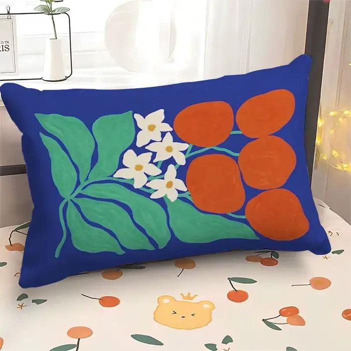 Housse de coussin rectangulaire simple à motifs floraux