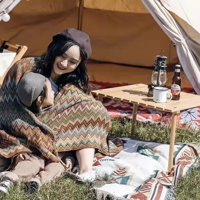 Couverture à carreaux de lit Boho
