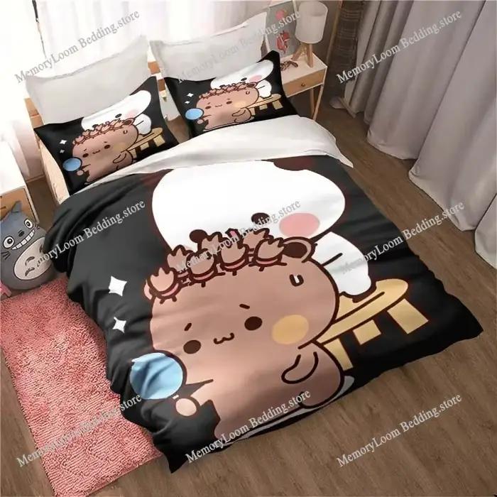 Bubu Dudu dessin animé ours mignon Kawaii cadeau de noël ensemble de literie Double King Size housse de couette et taie