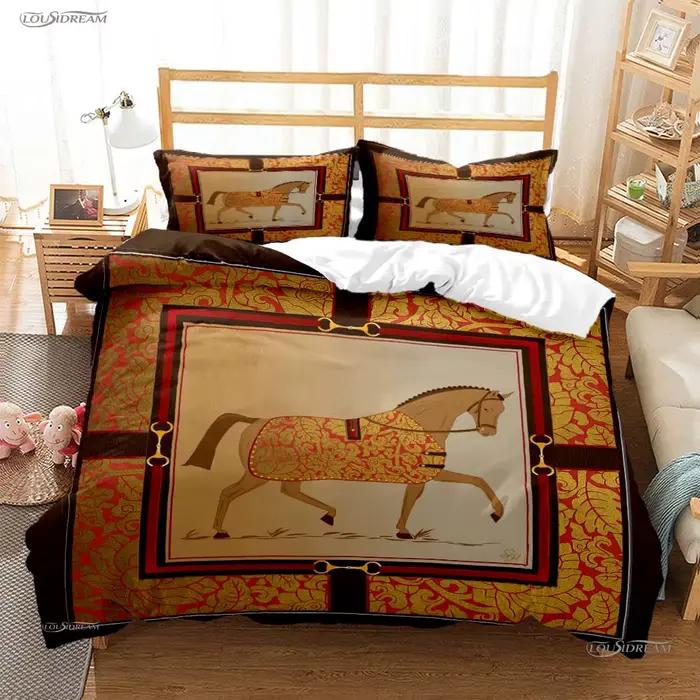 Cadre ethnique cheval Casal toutes saisons couette housse de luxe ensemble de literie