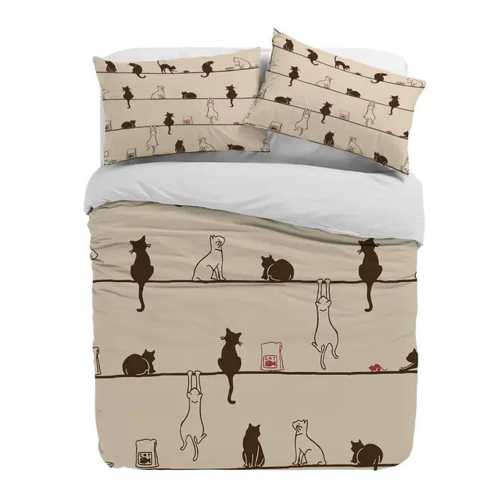 Chat corde souris housse de couette lit ensemble de literie Textile de maison housse de couette taies d'oreiller chambre Double ensemble de literie sans drap
