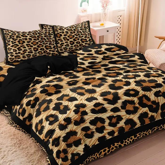 Housse de couette Premium à imprimé léopard en forme de cœur