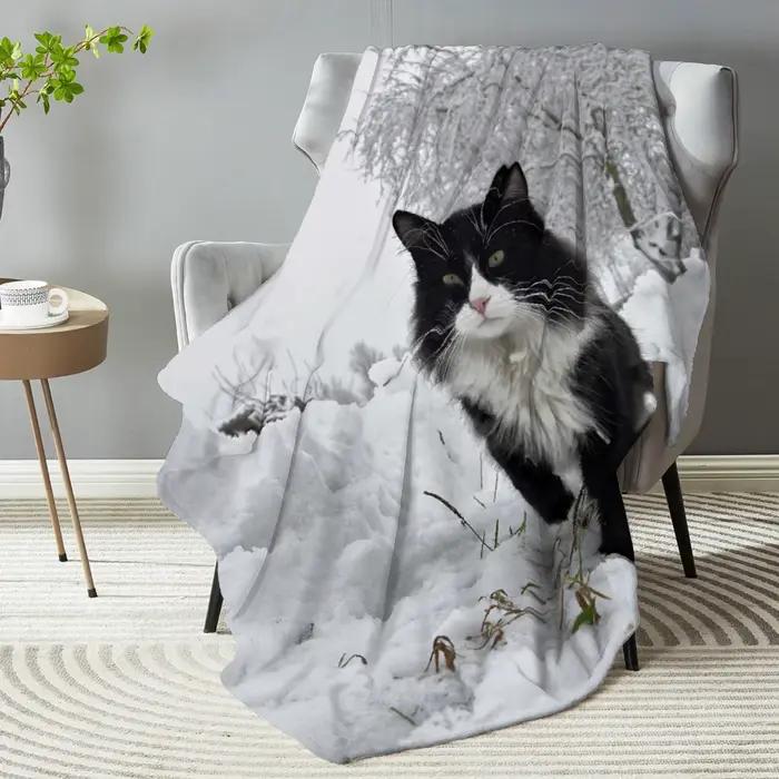 Couverture polaire en flanelle pour chat mignon, 1 pièce, légère et confortable, pour canapé, Camping, adultes, enfants, décoration de chambre à coucher