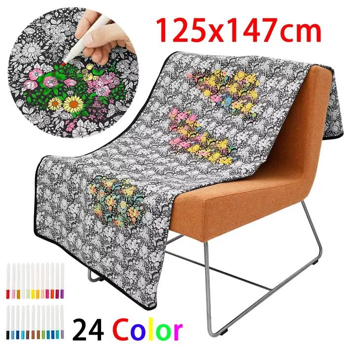 Couverture à colorier soi-même avec 24 marqueurs colorés