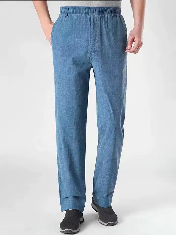 Pantalon d'été en lin pour homme, vêtement de travail, fin, droit, long, formel, grande taille 5XL, nouveauté 2024