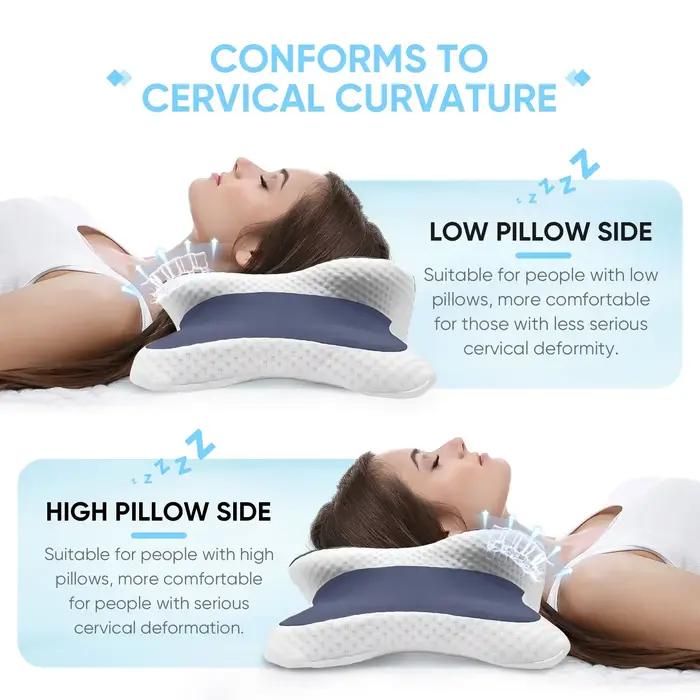 Oreiller en mousse à mémoire de forme, oreiller cervical, soulagement des douleurs cervicales, contour ergonomique, soutien orthopédique du cou pour dormeurs sur le côté, le dos ou le ventre, cadeau