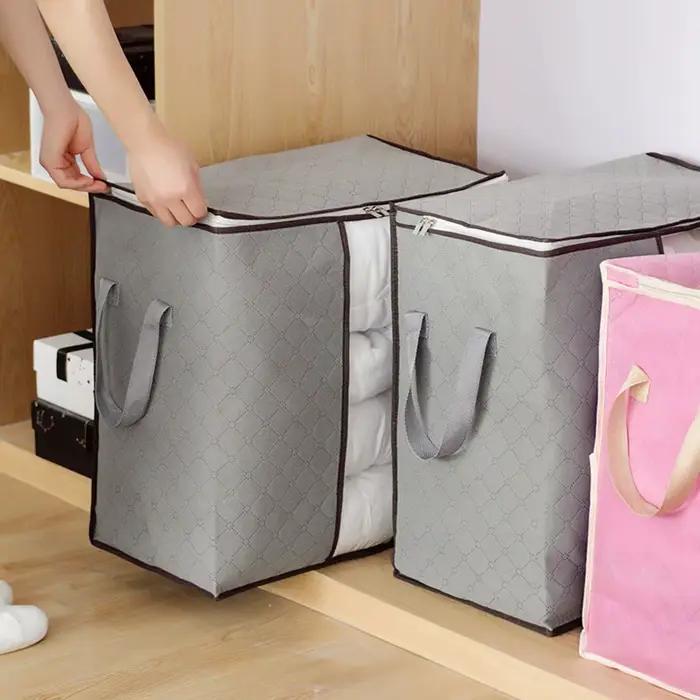 Sac de rangement pour couettes, sacs de tri de couverture, boîte de rangement pour garde-robe mobile, grande capacité, humidité, poussière, vert, vêtements, évaluation