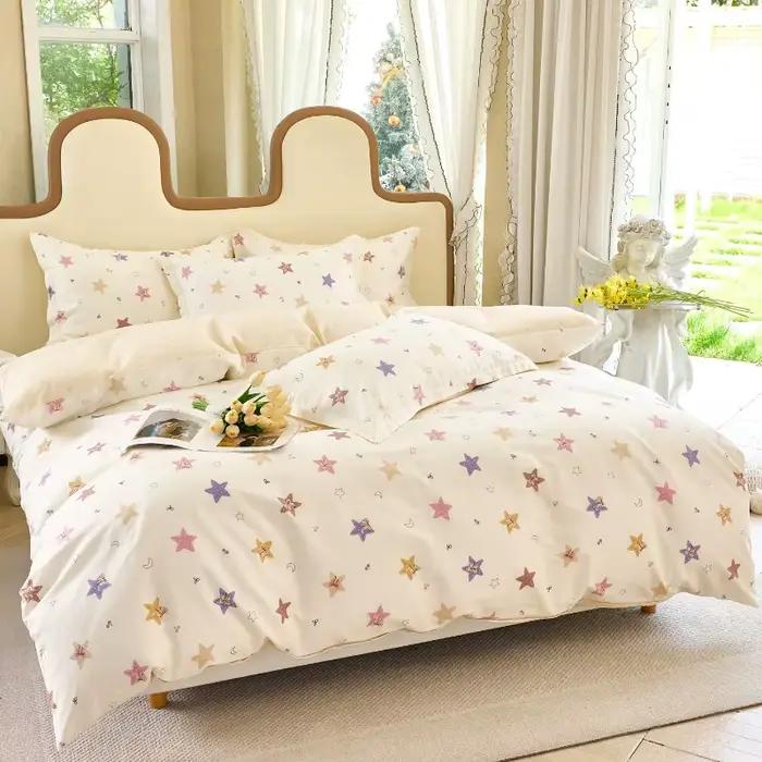 Ensemble de housse de couette en coton 100% pur de haute qualité, comprenant 1 housse de couette et 2 taies d'oreiller, ensemble de literie confortable et respirant