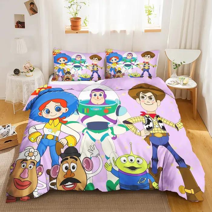 Parure de lit imprimée Anime Story 3D pour adultes et enfants, avec housse de couette à fermeture éclair, couvre-lit en microfibre, couvre-lit simple