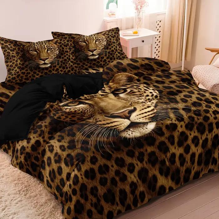 Housse de couette Premium à imprimé léopard en forme de cœur