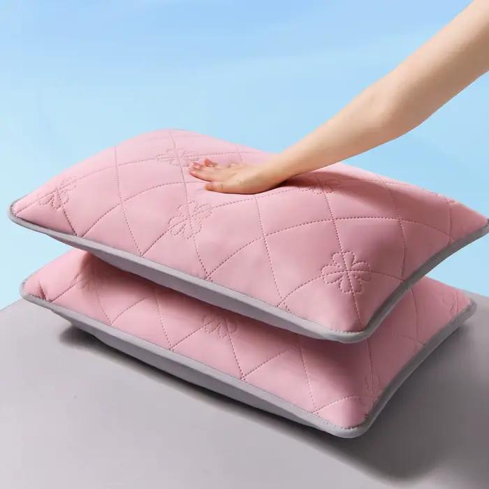 Lot de 2 taies d'oreiller rafraîchissantes, 3 couches en soie glacée respirante, fermeture enveloppe, lavables, couleur unie, protège-oreiller