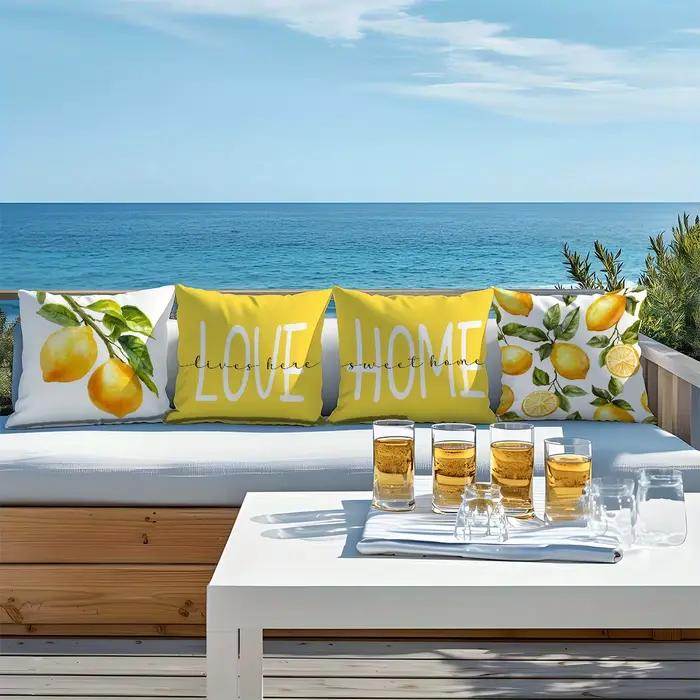 4 pièces, housses de coussin style citron frais