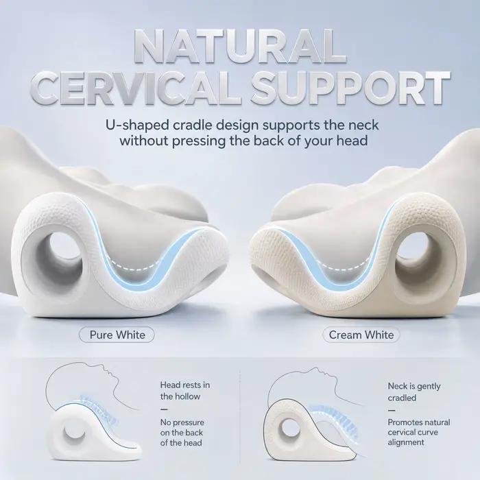 1 pièce : Coussin de relaxation et d'alignement cervical en EVA en forme de C, Dispositif de traction cervicale en forme de C, Coussin de massage pour la colonne vertébrale, Appareil de massage et d'é
