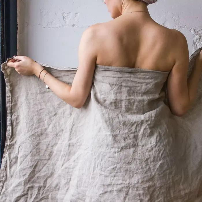 Serviette de Bain en Lin Pur - Serviette de Plage Épaisse et Absorbante à Séchage Rapide pour Adultes, Serviette Enveloppante en Lin pour Usage Domestique et Extérieur