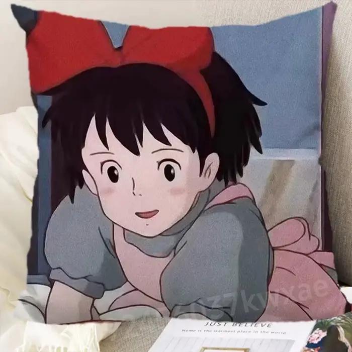 1 pièce Miyazaki Hayao Anime dos taie d'oreiller Kiki et Jiji imprimé Kiki Service de livraison taie d'oreiller décor de chambre seulement couverture