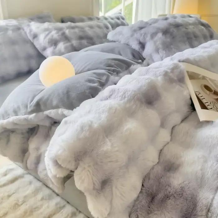 Housse de couette épaisse en fausse fourrure de lapin pour l'hiver, 1 pièce, couleurs inaltérables, super douce, moelleuse et chaude, pour un sommeil confortable, textile de maison