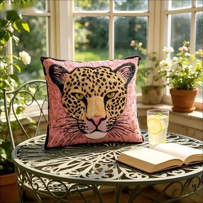 Housse de coussin imprimée 2D motif léopard rose, animal sauvage guépard, pour canapé, lit, décoration bohème jungle, cadeaux