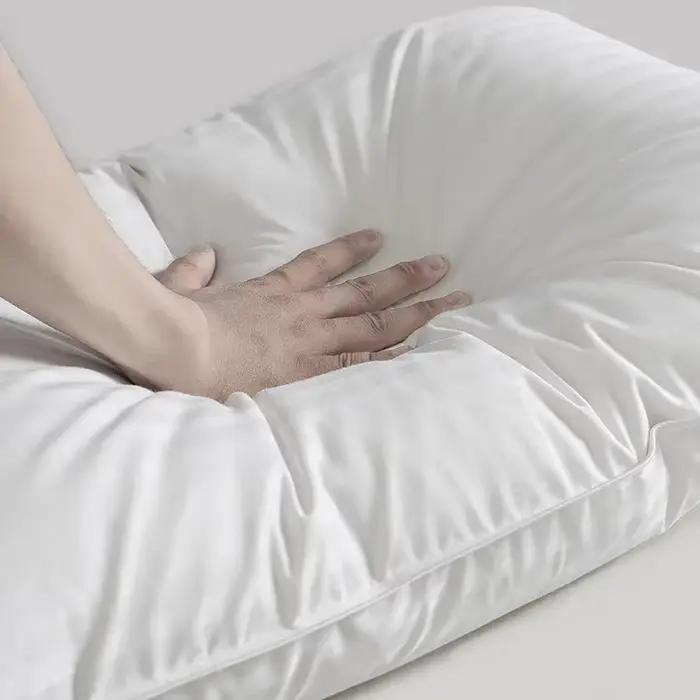 Oreiller en duvet d'oie de qualité hôtel 5 étoiles, avec soutien du cou 3D, tissu 100% coton à rebond lent pour un sommeil confortable