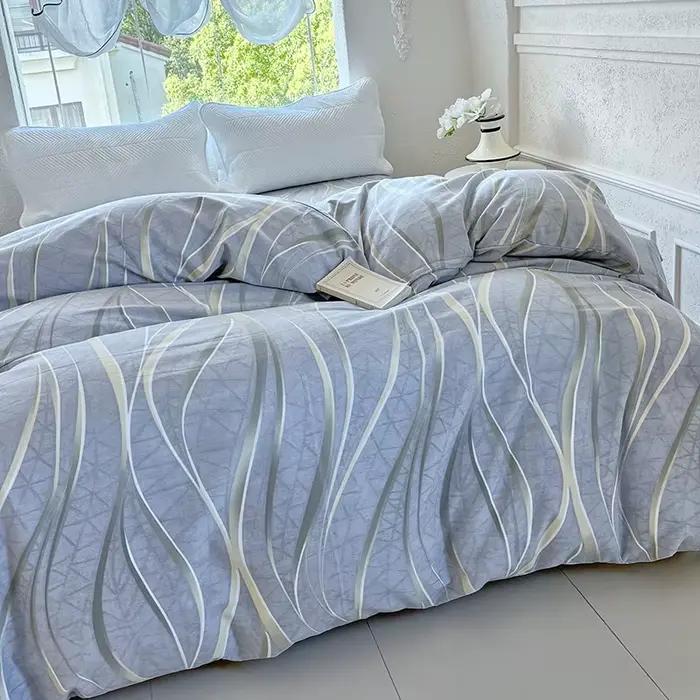 Housse de couette 100% coton, douce pour la peau, simple et élégante, imprimée, épaisse, durable, brossée, pièce unique