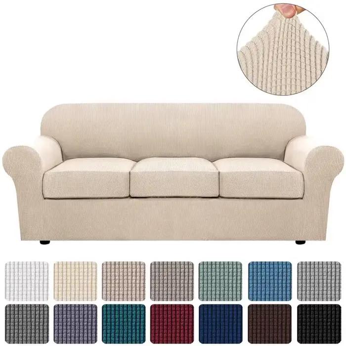 Housse de canapé élastique à carreaux, entièrement compris, fente complète, tissu de maison, housse de coussin épaisse