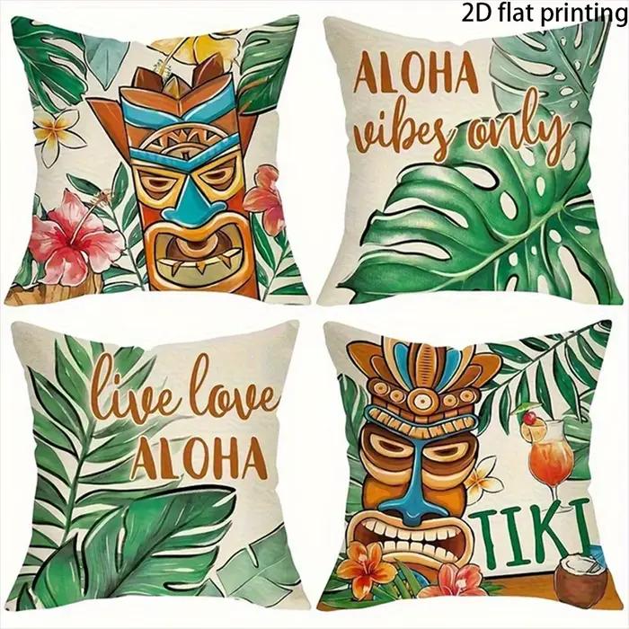 1/4 housses de coussin tropicales Tiki Aloha, adaptées aux lits, canapés, chaises longues, décoration de la maison.