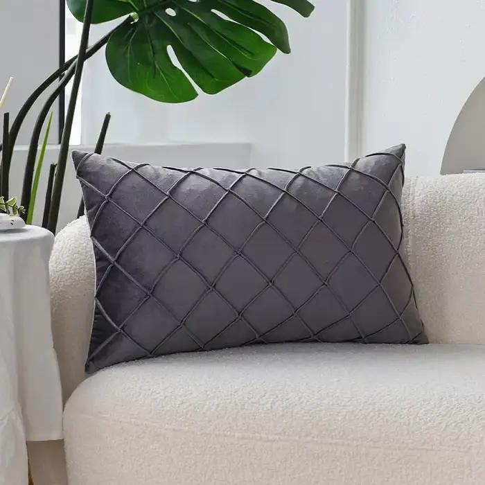 Housse de coussin grise pour canapé salon 30x50, taie d'oreiller en velours doux pour chambre à coucher, décoration de maison, Style nordique Funda Cojin